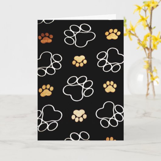 Gelukkige Verjaardag Kaart met Dog Paw Prints (Gele Bloem)