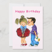 Gelukkige Verjaardag Kaart met Schattige Paar (Voorkant)