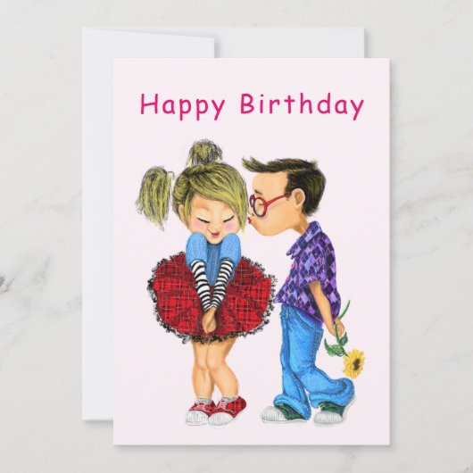 Gelukkige Verjaardag Kaart met Schattige Paar (Voorkant)