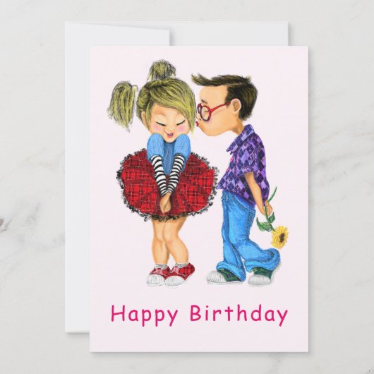 Gelukkige Verjaardag Kaart met Schattige Paar (Achterkant)