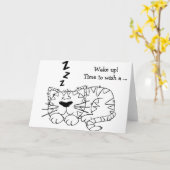 Gelukkige Verjaardag Kaart: Sleeping Cat Kaart (Gele Bloem)