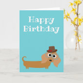 Gelukkige Verjaardag Kaart Teckel Hond Blank Binne (Gele Bloem)