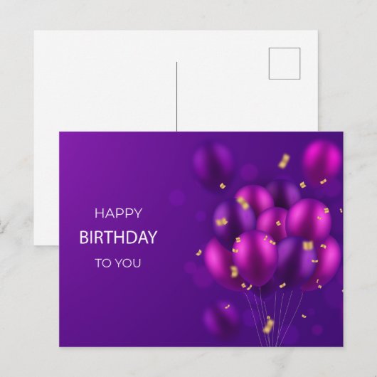 Gelukkige Verjaardag Kaarten, Ballon Verjaardag Ka Briefkaart (Voorkant / Achterkant)