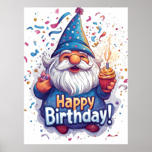 Gelukkige verjaardag Kabouter: Whimsical verjaarda Poster
