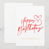 Gelukkige Verjaardag Kalligrafie met Heart Design Kaart (Voorkant / Achterkant)
