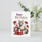 gelukkige verjaardag kat briefkaart (Staand voorkant)