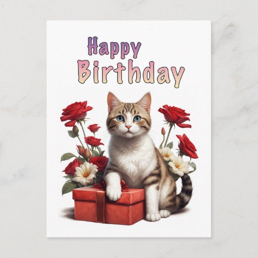 gelukkige verjaardag kat briefkaart (Voorkant)