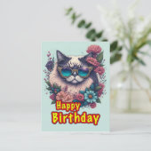 Gelukkige verjaardag Kat Briefkaart (Staand voorkant)