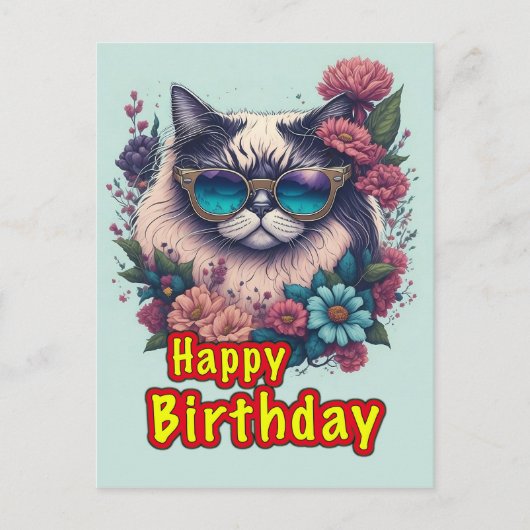Gelukkige verjaardag Kat Briefkaart (Voorkant)