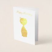 Gelukkige Verjaardag Kat Gouden Folie Kaarten (Voorkant)