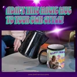 Gelukkige verjaardag! Kat in de psychedelische blo Magische Mok