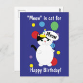 Gelukkige Verjaardag Kat Kleurrijk Grappig Miauw P Briefkaart (Voorkant / Achterkant)