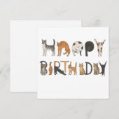 Gelukkige Verjaardag Kat Lettering Kaart-Leuke Gra Feestdagenkaart (Voorkant / Achterkant)