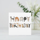 Gelukkige Verjaardag Kat Lettering Kaart-Leuke Gra Feestdagenkaart (Staand voorkant)