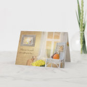 Gelukkige verjaardag-kat met herfst pompoen en raa kaart (Voorkant)