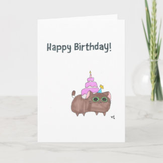 Gelukkige Verjaardag Kat met Taart Kaart