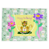 Gelukkige Verjaardag Katten Grote Gift Bag Groot Cadeauzakje (Achterkant)