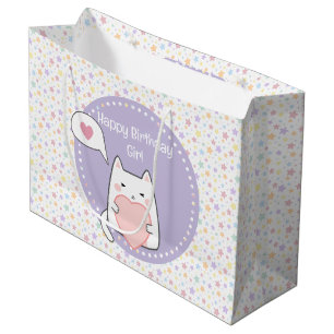Gelukkige Verjaardag Kawaii Kat met een liefde Har Groot Cadeauzakje