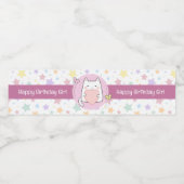 Gelukkige Verjaardag Kawaii Kat met een liefde Har Waterfles Etiket (Enkel label)