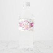 Gelukkige Verjaardag Kawaii Kat met een liefde Har Waterfles Etiket (Voorkant)