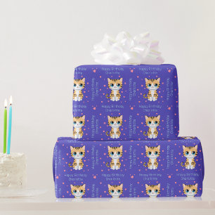 Gelukkige Verjaardag Kawaii Kat Persoonlijke Cadea Cadeaupapier