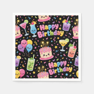 Gelukkige verjaardag Kawaii Kunst Feest Servet