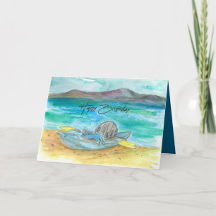 Gelukkige Verjaardag Kayak Mountain Lake Beach Wat Kaart