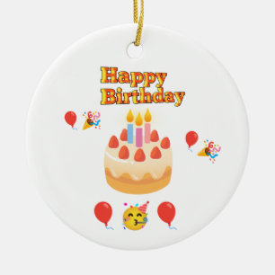 Gelukkige verjaardag keramisch ornament