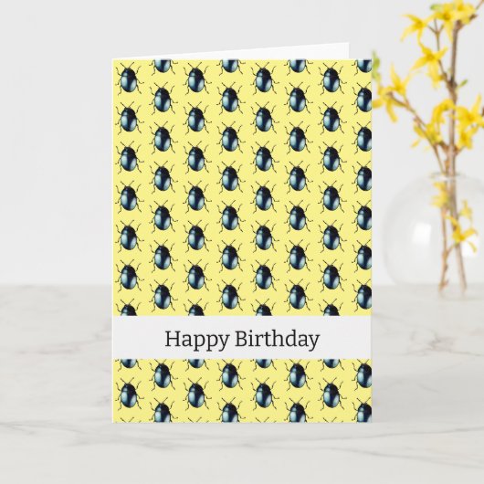 Gelukkige Verjaardag (kever bug) Kaart (Gele Bloem)