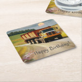 Gelukkige verjaardag kiepwagen kartonnen onderzetters (Schuin)