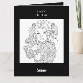 Gelukkige Verjaardag Kind en Hond Kleuring Kaart