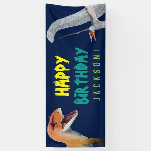 Gelukkige Verjaardag Kinder Dinosaurus Verjaardag Spandoek (Verticaal)