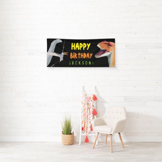 Gelukkige Verjaardag Kinder Dinosaurus Verjaardag Spandoek (Insitu)