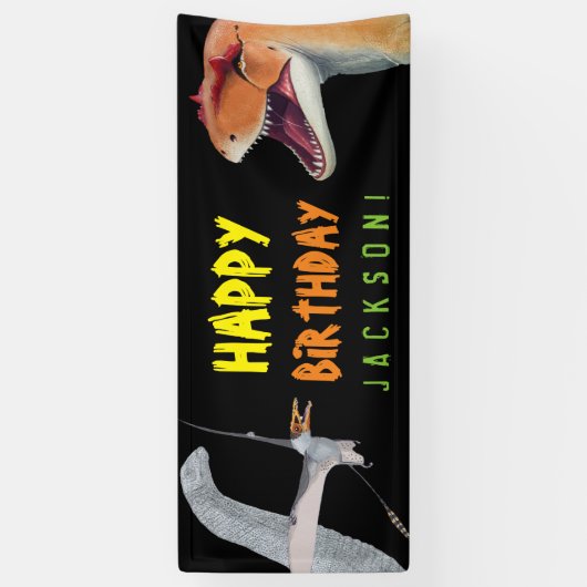 Gelukkige Verjaardag Kinder Dinosaurus Verjaardag Spandoek (Verticaal)