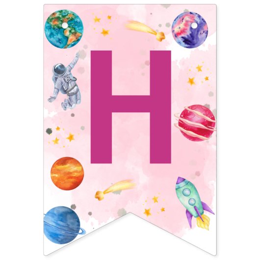 Gelukkige Verjaardag Kinder Modern Pink Vlaggetjes (Tweede vlag)