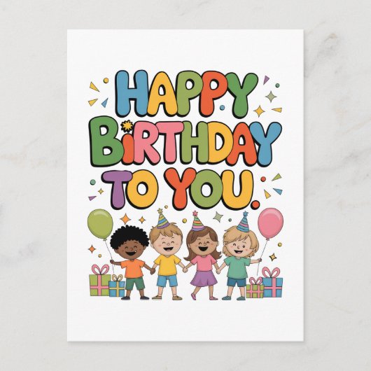 Gelukkige verjaardag kinderen briefkaart (Voorkant)