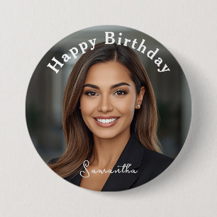 Gelukkige Verjaardag Klassiek Eenvoudig Aangepast  Ronde Button 7,6 Cm