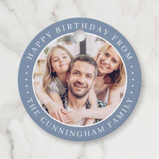 Gelukkige verjaardag Klassieke Eenvoudige Familie  Bedankjes Labels (Voorkant)