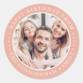 Gelukkige Verjaardag Klassieke Eenvoudige Familie  Ronde Sticker (Voorkant)