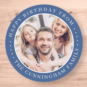 Gelukkige Verjaardag Klassieke Eenvoudige Familie Ronde Sticker