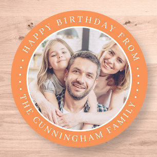 Gelukkige Verjaardag Klassieke Eenvoudige Familie Ronde Sticker