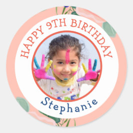 Gelukkige verjaardag Klassieke Eenvoudige Foto Ronde Sticker