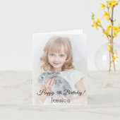 Gelukkige verjaardag klassieke kalligrafie foto kaart (Gele Bloem)