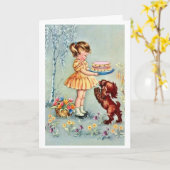  gelukkige verjaardag klein meisje met een Cake Kaart (Gele Bloem)