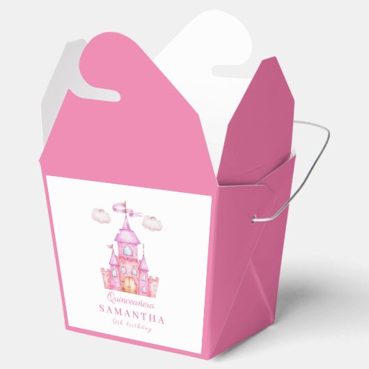 Gelukkige verjaardag klein prinsessenkasteel bedankdoosjes (Geopend)