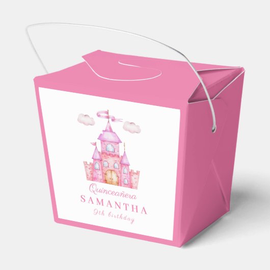 Gelukkige verjaardag klein prinsessenkasteel bedankdoosjes (Achterkant)