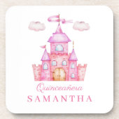 Gelukkige verjaardag klein prinsessenkasteel bier onderzetter (Voorkant)