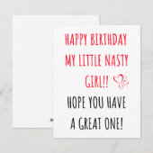 Gelukkige verjaardag klein vervelend meisje feestdagenkaart (Voorkant / Achterkant)