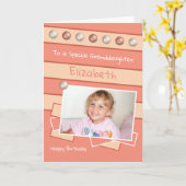 Gelukkige Verjaardag Kleindochter koraal en perzik Kaart (Gele Bloem)