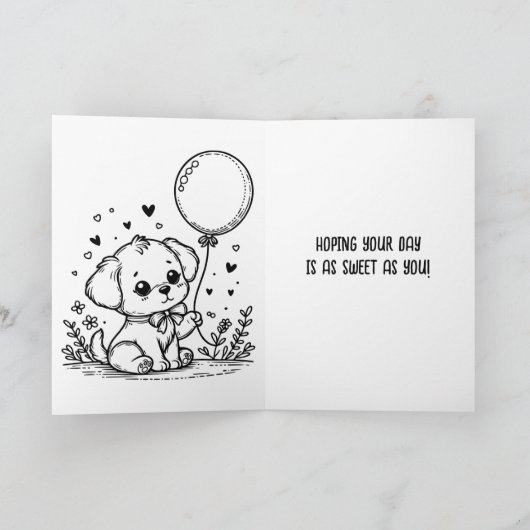 Gelukkige verjaardag kleindochter | Puppy kleurpla Bedankkaart (Binnen)